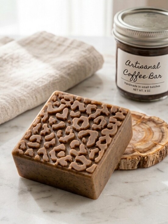 Other - Handcrafted Coffee Goats Milk Patterned Soap Bar 3.5 oz